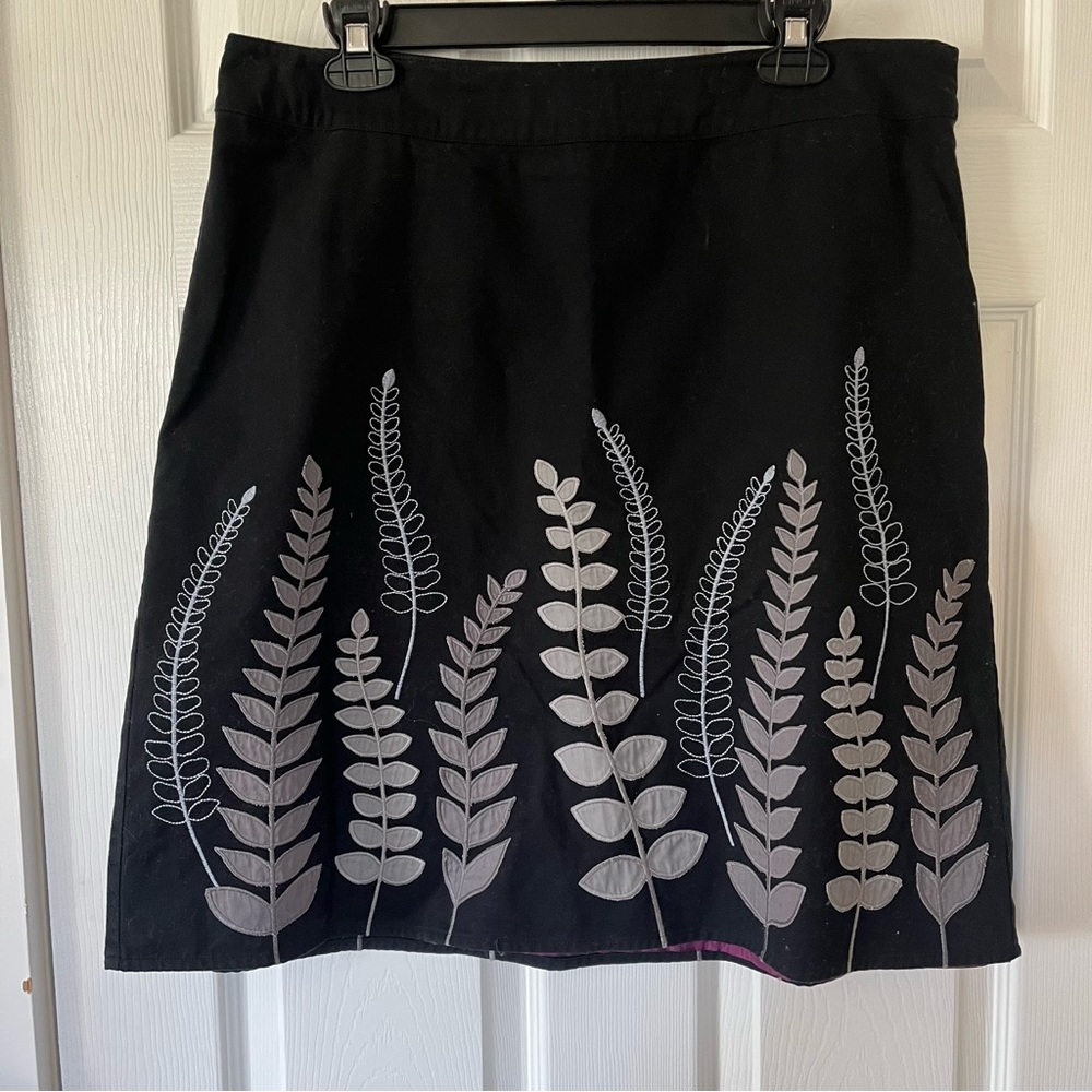Boden Women's A-Line Whimsy Knee-Length Skirt, Black and Gray, Size 14